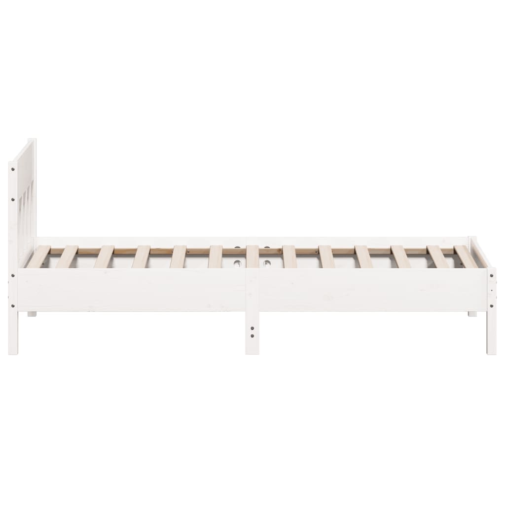 Cadre de lit sans matelas blanc 90x190 cm bois de pin massif