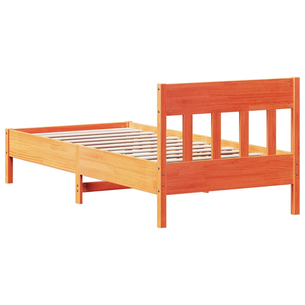 Cadre de lit sans matelas cire marron 90x190 cm bois pin massif