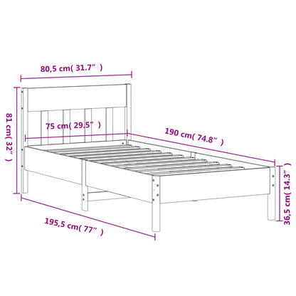 Cadre de lit sans matelas 75x190 cm bois de pin massif