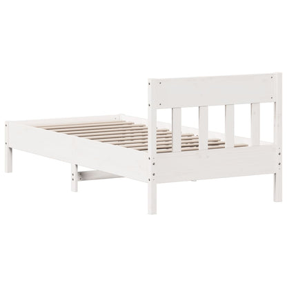 Cadre de lit sans matelas blanc 75x190 cm bois de pin massif