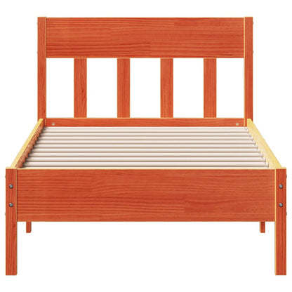 Cadre de lit sans matelas cire marron 75x190 cm bois pin massif