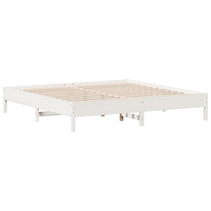 Cadre de lit sans matelas blanc 200x200 cm bois massif de pin