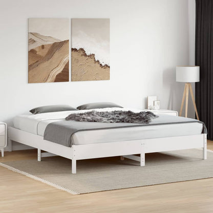 Cadre de lit sans matelas blanc 200x200 cm bois massif de pin