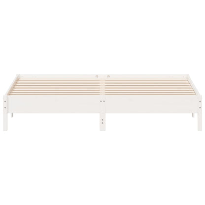 Cadre de lit sans matelas blanc 200x200 cm bois massif de pin