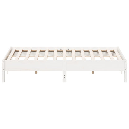 Cadre de lit sans matelas blanc 200x200 cm bois massif de pin