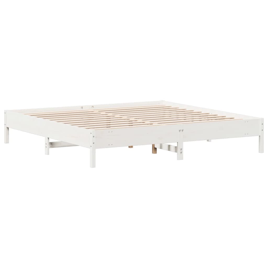 Cadre de lit sans matelas blanc 200x200 cm bois massif de pin