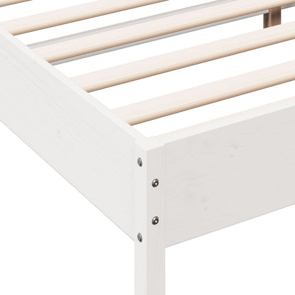 Cadre de lit sans matelas blanc 200x200 cm bois massif de pin