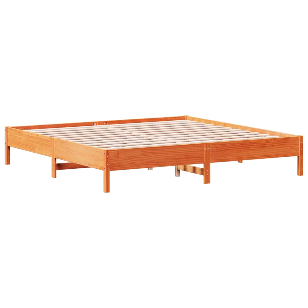 Cadre de lit sans matelas cire marron 200x200cm bois pin massif