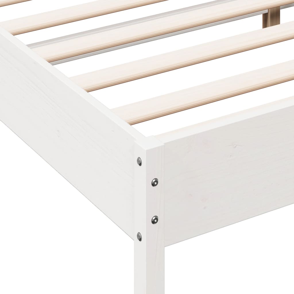 Cadre de lit sans matelas blanc 180x200 cm bois massif de pin