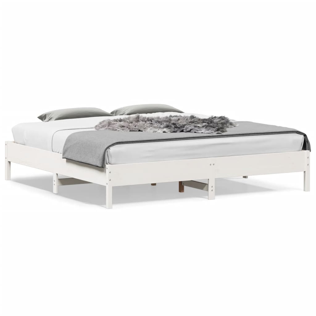 Cadre de lit sans matelas blanc 180x200 cm bois massif de pin