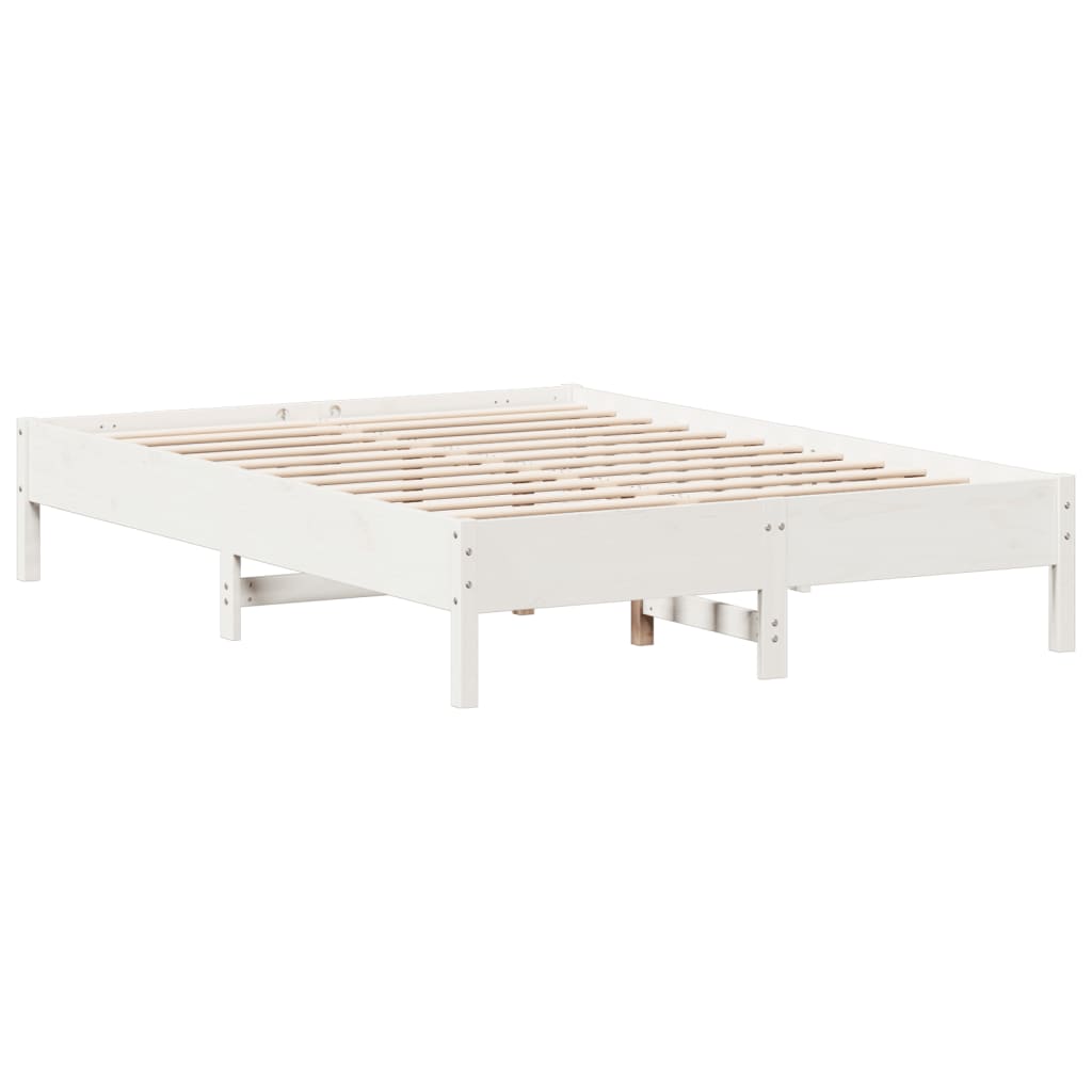 Cadre de lit sans matelas blanc 160x200 cm bois de pin massif