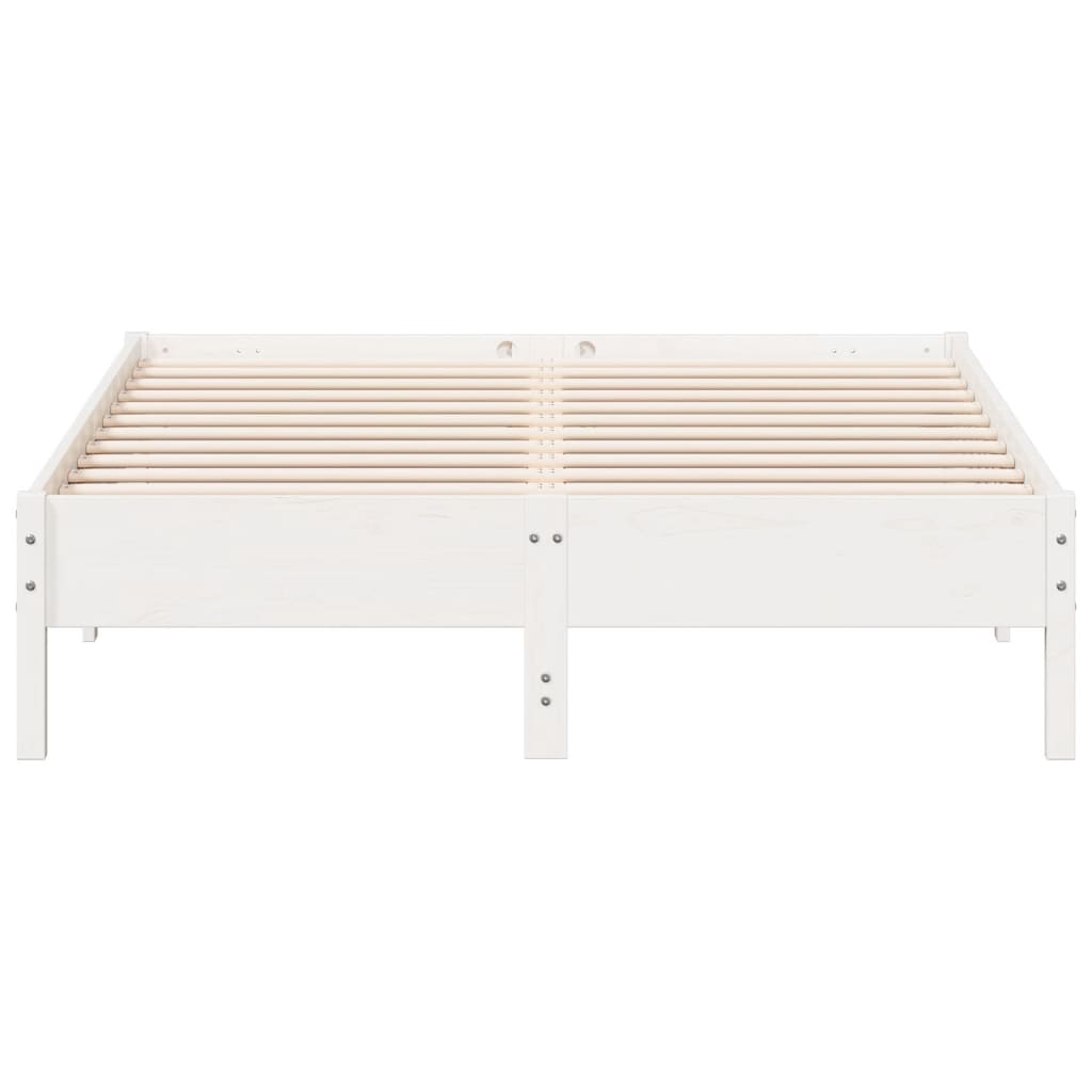 Cadre de lit sans matelas blanc 160x200 cm bois de pin massif