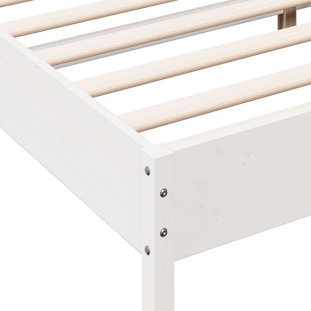 Cadre de lit sans matelas blanc 160x200 cm bois de pin massif