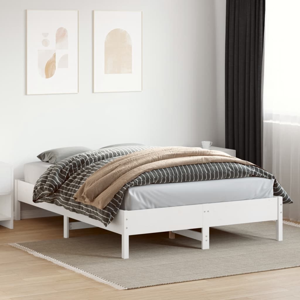 Cadre de lit sans matelas blanc 120x200 cm bois de pin massif