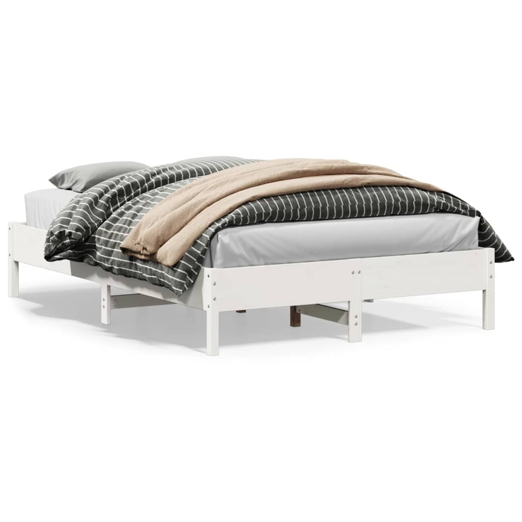 Cadre de lit sans matelas blanc 120x200 cm bois de pin massif