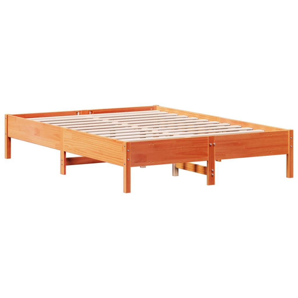 Cadre de lit sans matelas cire marron 120x200cm bois pin massif