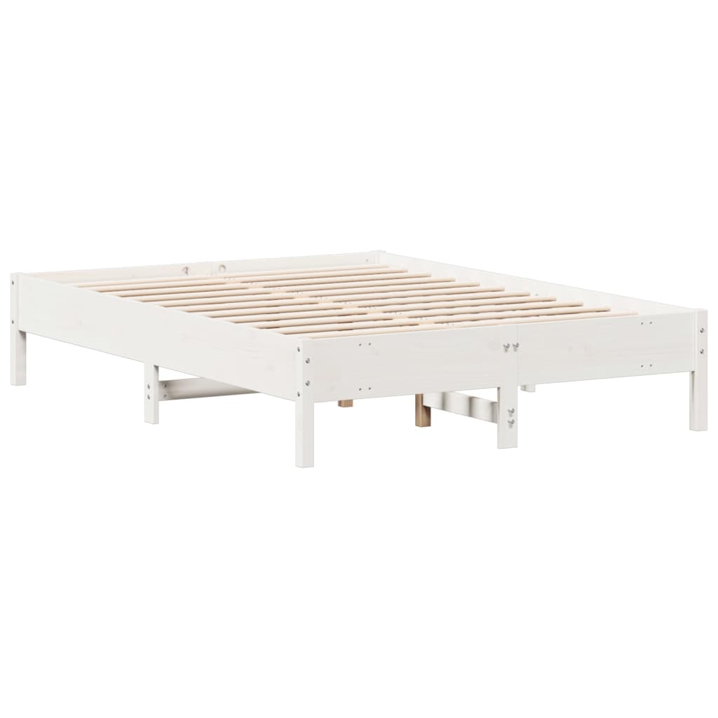 Cadre de lit sans matelas blanc 140x190 cm bois de pin massif