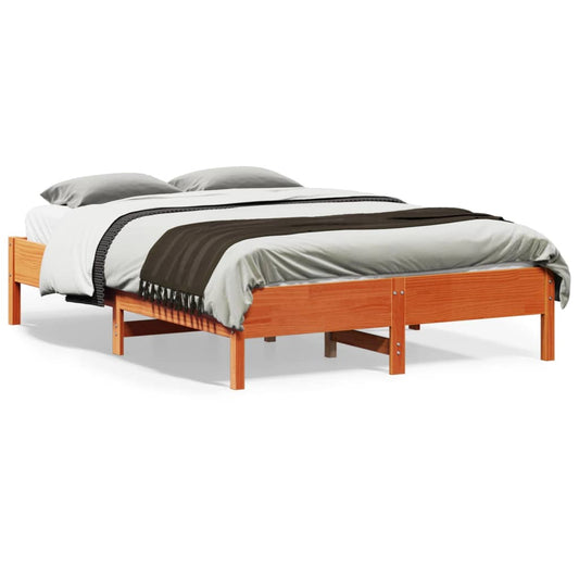 Cadre de lit sans matelas cire marron 140x190cm bois pin massif