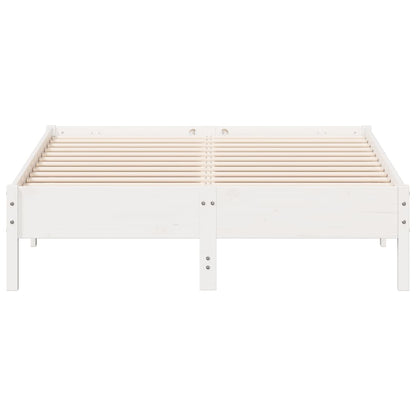 Cadre de lit sans matelas blanc 135x190 cm bois de pin massif