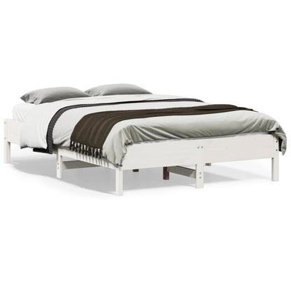 Cadre de lit sans matelas blanc 135x190 cm bois de pin massif