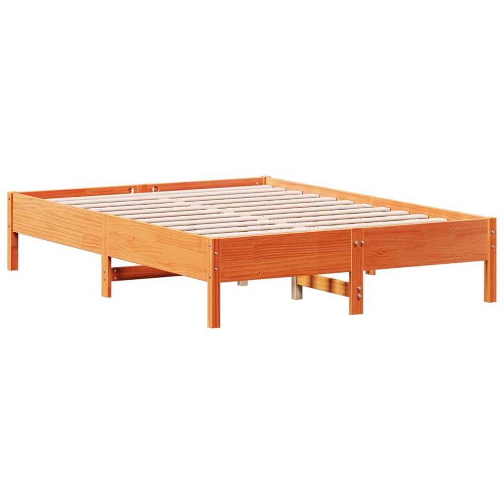 Cadre de lit sans matelas cire marron 120x190cm bois pin massif