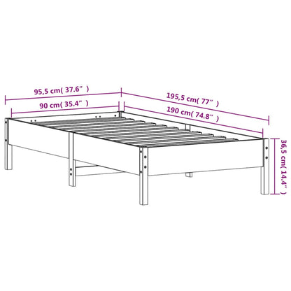 Cadre de lit sans matelas 90x190 cm bois de pin massif