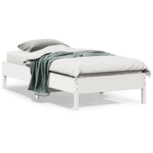 Cadre de lit sans matelas blanc 90x190 cm bois de pin massif