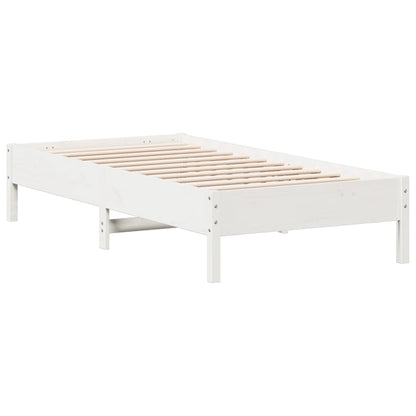 Cadre de lit sans matelas blanc 75x190 cm bois de pin massif