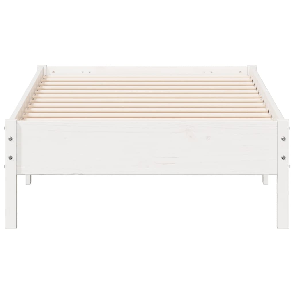 Cadre de lit sans matelas blanc 75x190 cm bois de pin massif