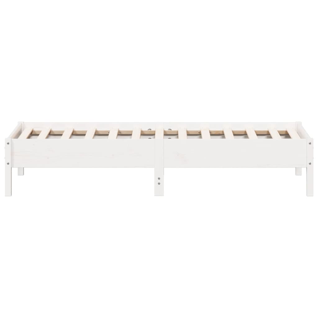 Cadre de lit sans matelas blanc 75x190 cm bois de pin massif