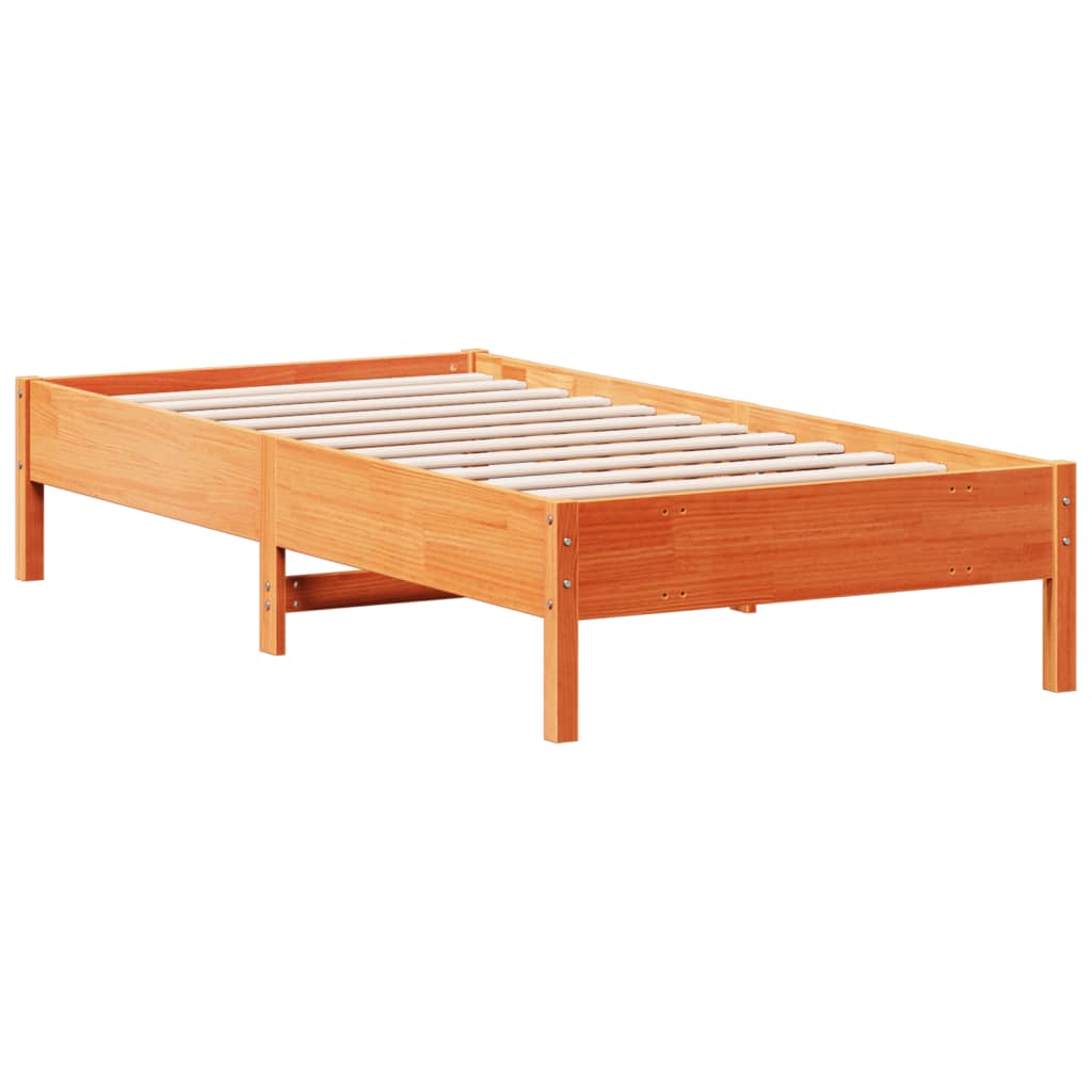 Cadre de lit sans matelas cire marron 75x190 cm bois pin massif