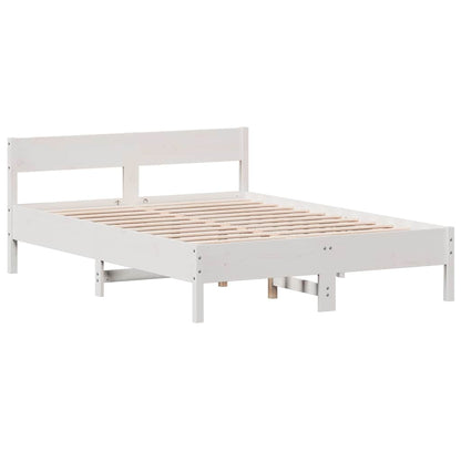 Cadre de lit sans matelas blanc 160x200 cm bois de pin massif