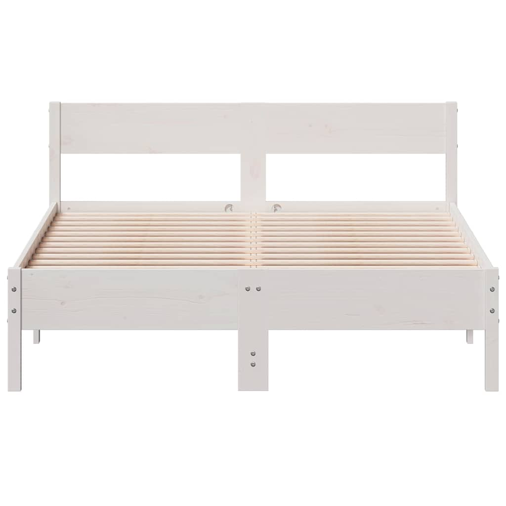 Cadre de lit sans matelas blanc 160x200 cm bois de pin massif