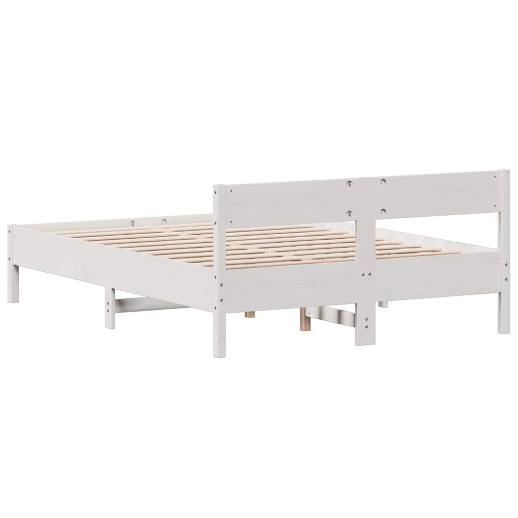 Cadre de lit sans matelas blanc 160x200 cm bois de pin massif