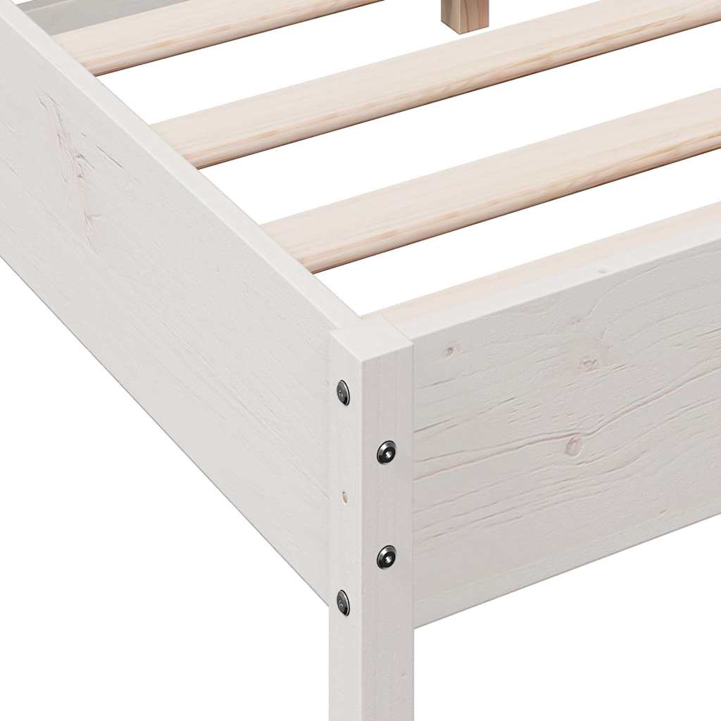 Cadre de lit sans matelas blanc 160x200 cm bois de pin massif