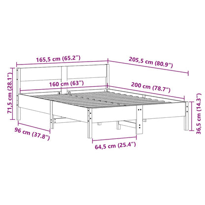 Cadre de lit sans matelas blanc 160x200 cm bois de pin massif