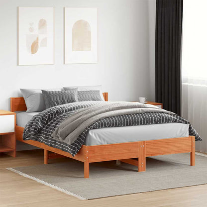 Cadre de lit sans matelas cire marron 160x200cm bois pin massif