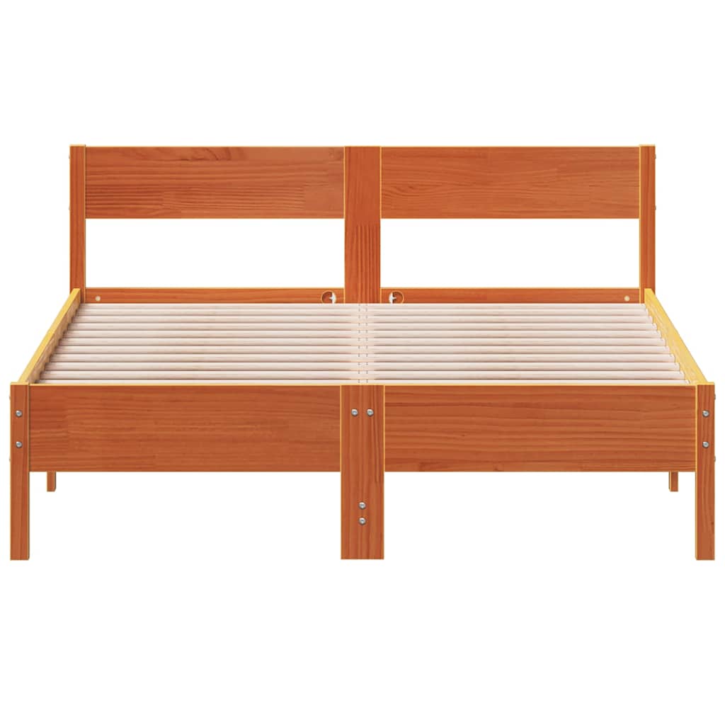 Cadre de lit sans matelas cire marron 160x200cm bois pin massif