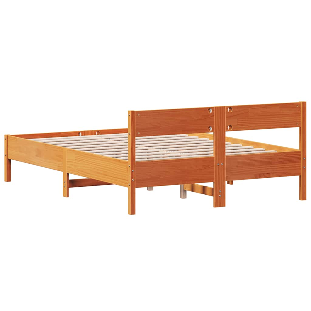 Cadre de lit sans matelas cire marron 160x200cm bois pin massif