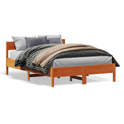 Cadre de lit sans matelas cire marron 160x200cm bois pin massif