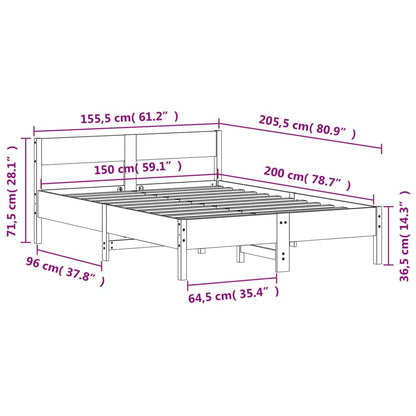 Cadre de lit sans matelas 150x200 cm bois de pin massif