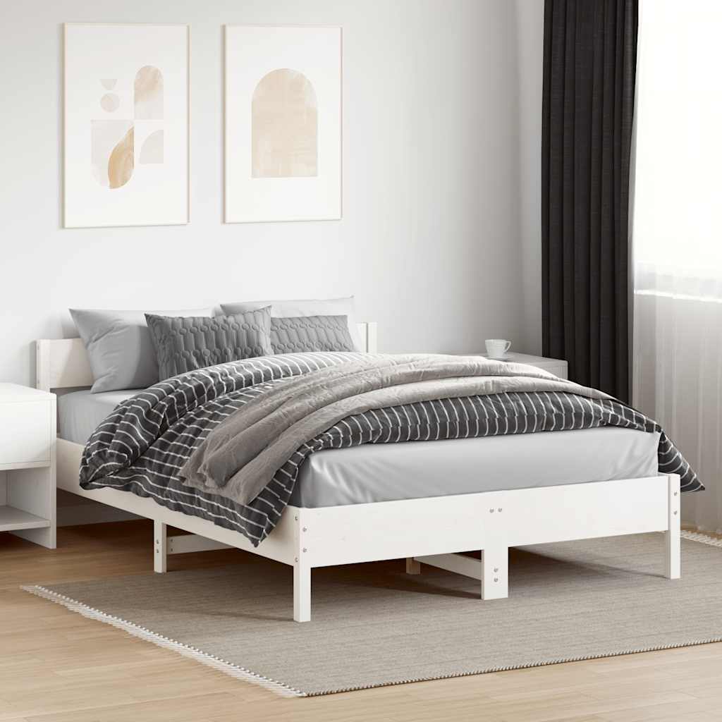 Cadre de lit sans matelas blanc 150x200 cm bois de pin massif