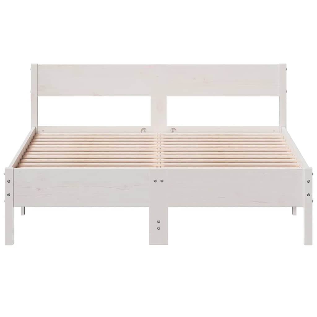 Cadre de lit sans matelas blanc 150x200 cm bois de pin massif