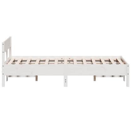 Cadre de lit sans matelas blanc 150x200 cm bois de pin massif