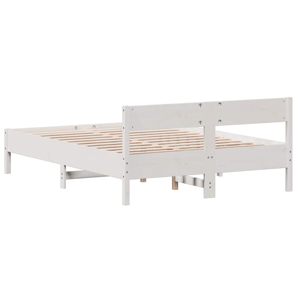 Cadre de lit sans matelas blanc 150x200 cm bois de pin massif