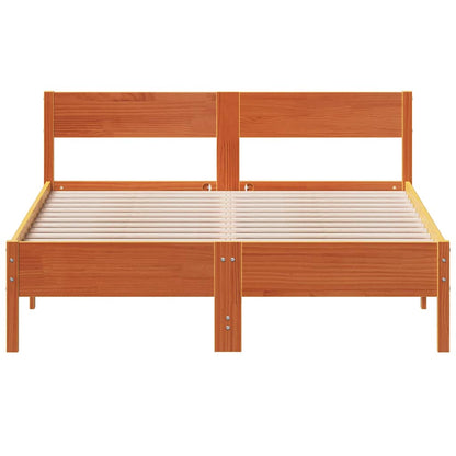 Cadre de lit sans matelas cire marron 150x200cm bois pin massif