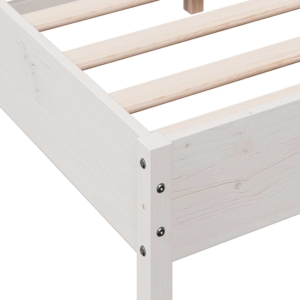 Cadre de lit sans matelas blanc 140x200 cm bois de pin massif