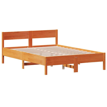 Cadre de lit sans matelas cire marron 140x200cm bois pin massif