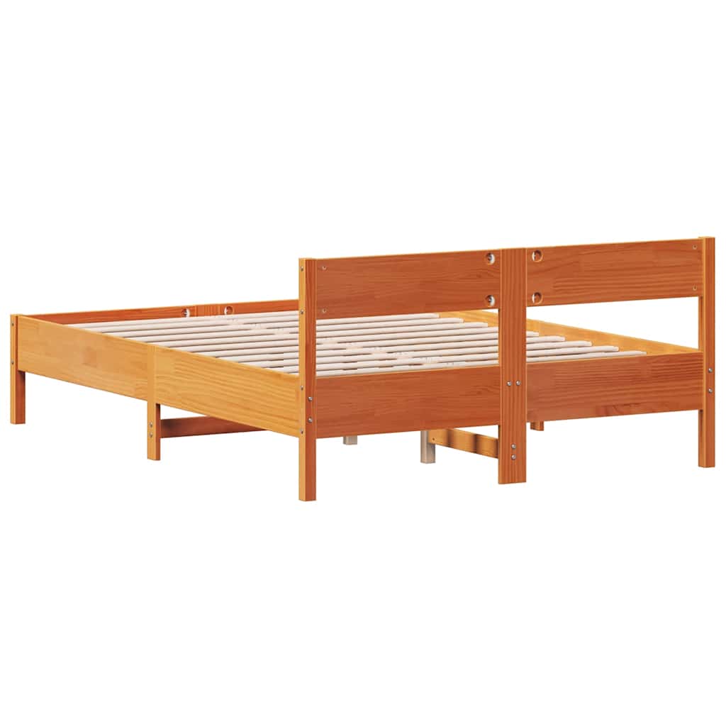 Cadre de lit sans matelas cire marron 140x200cm bois pin massif