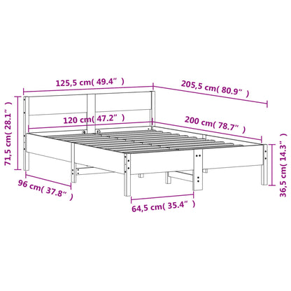 Cadre de lit sans matelas 120x200 cm bois de pin massif